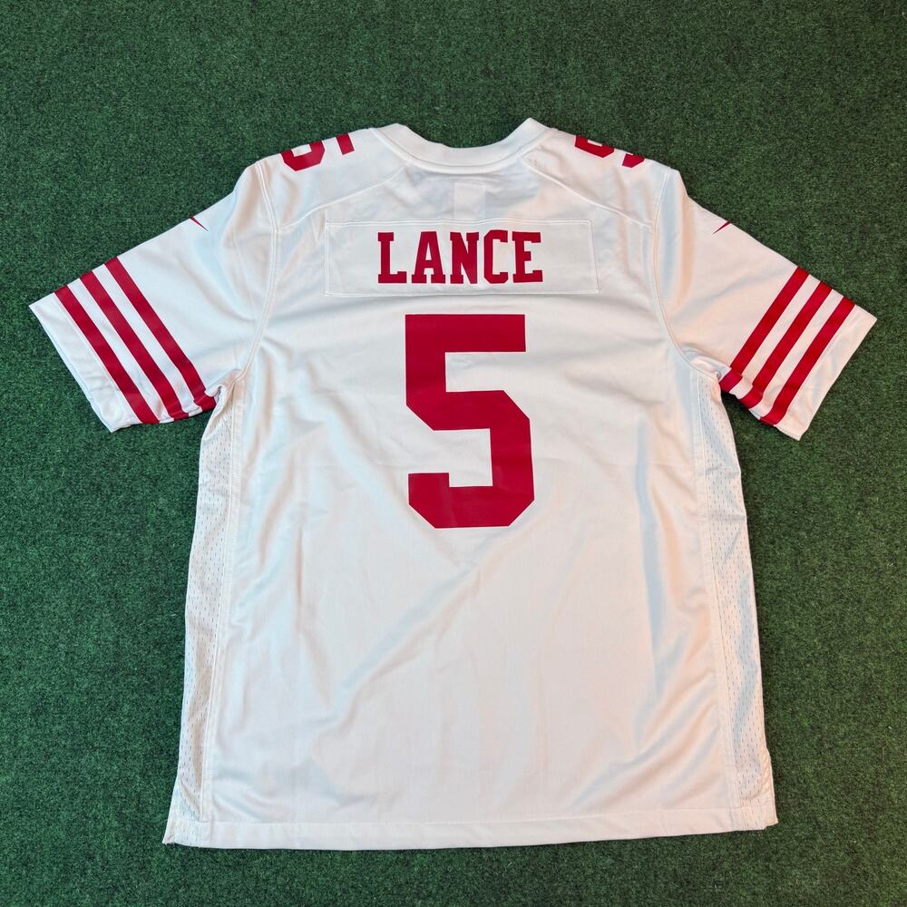 Nike San Francisco 49ers Trey Lance #5 Game Jersey Mens L White NFL Gift